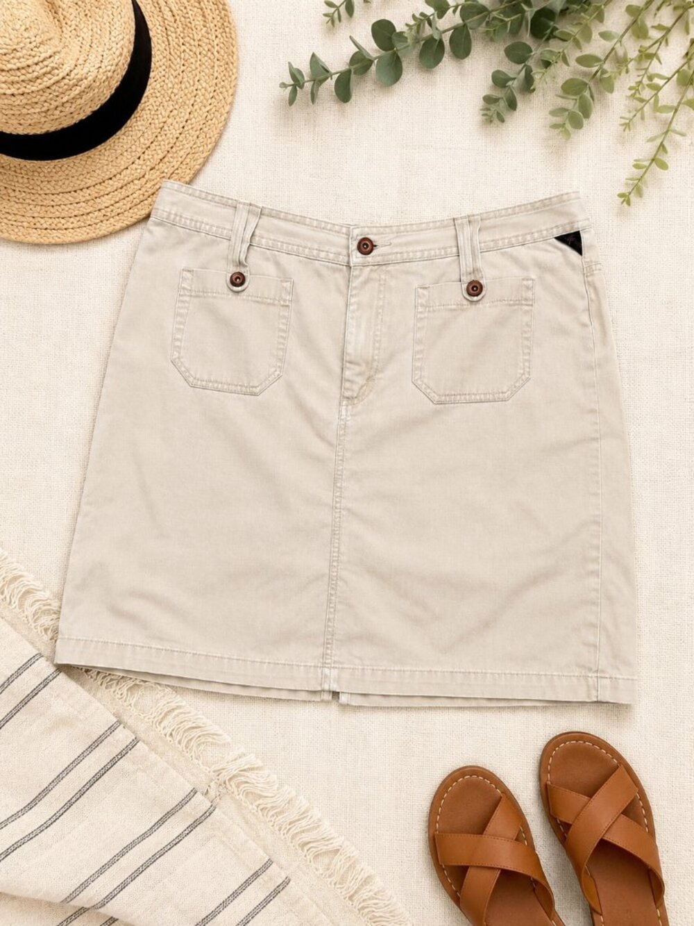 Riders by Lee Women’s Size 16 Khaki Utility Mini Skirt Cotton Casual 100% Cotton